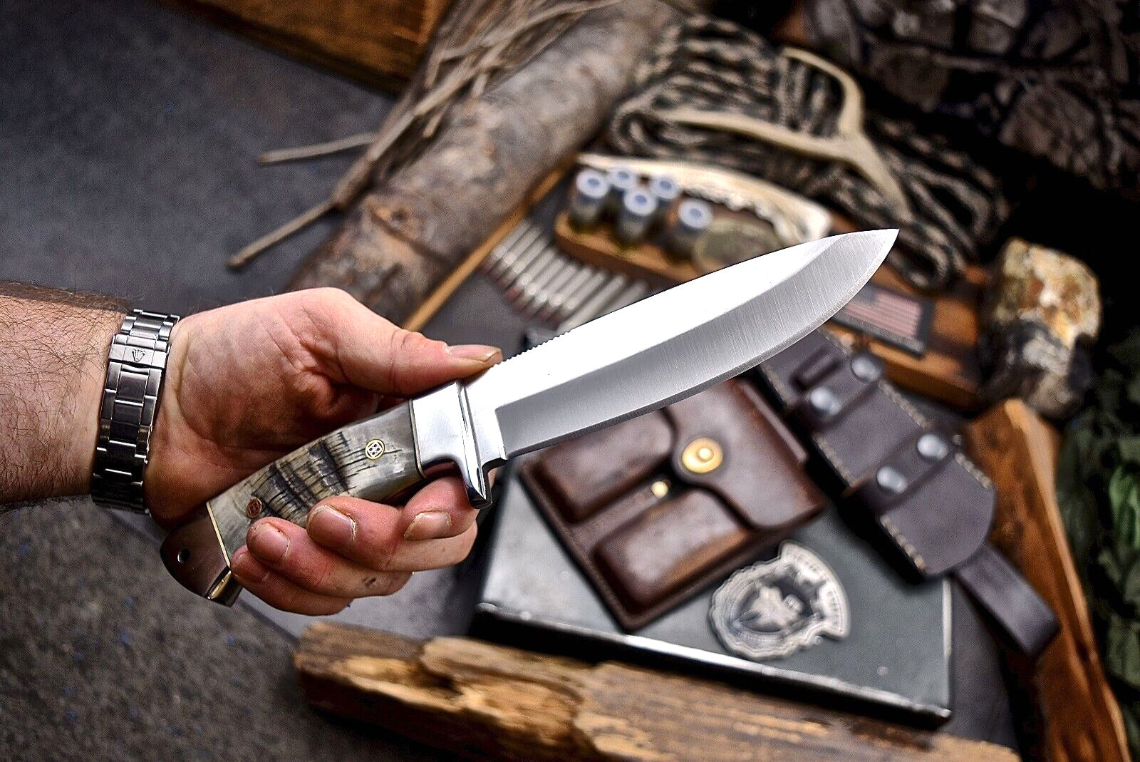 Custom Handmade J2 Steel Skinner Knife with Bone Handle – Perfect Hunting Gift for 2025