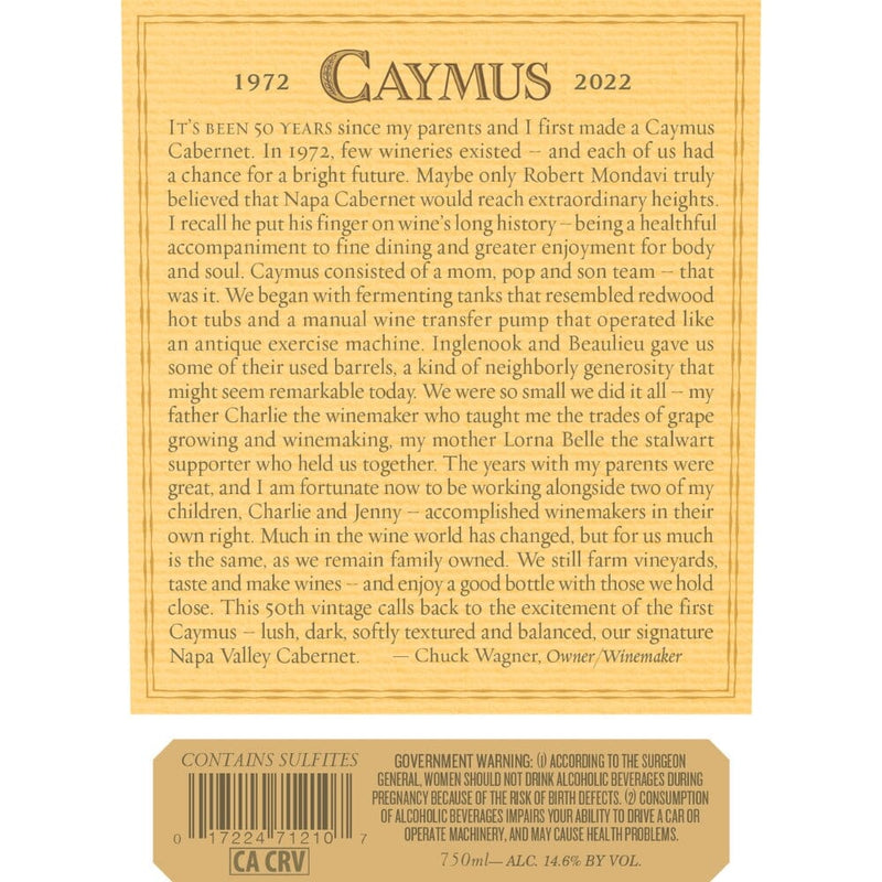 Caymus 50th Anniversary Napa Valley Cabernet Sauvignon 2022