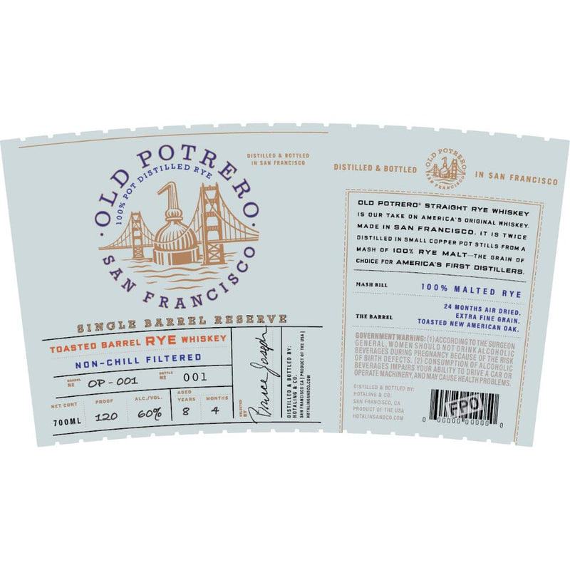 Old Potrero Single Barrel Reserve Toasted Barrel Rye Whiskey