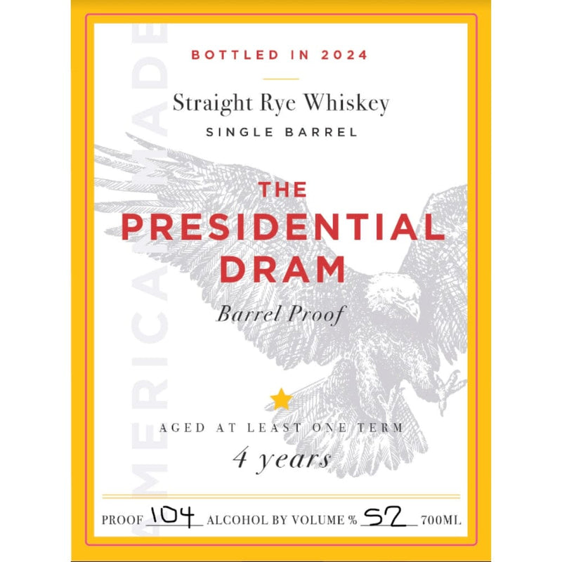The Presidential Dram 4 Year Old Rye 2024 Release