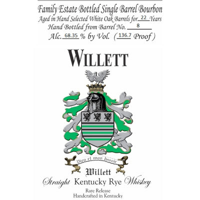 Willet 22 Year Old Single Barrel Rye Whiskey Barrel #8
