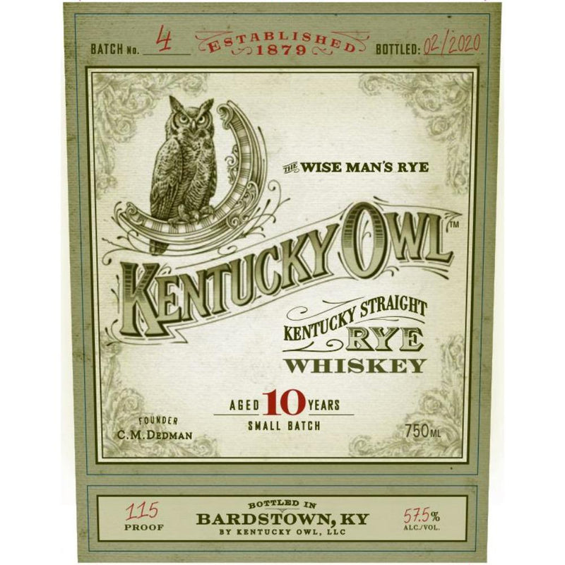 Kentucky Owl 10 Year Old Rye Batch 