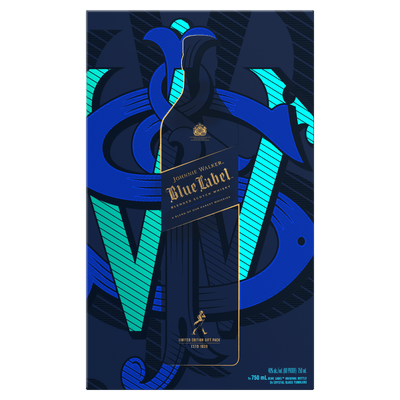 Johnnie Walker Blue Label Limited Edition Design Gift Set With Crystal Glasses