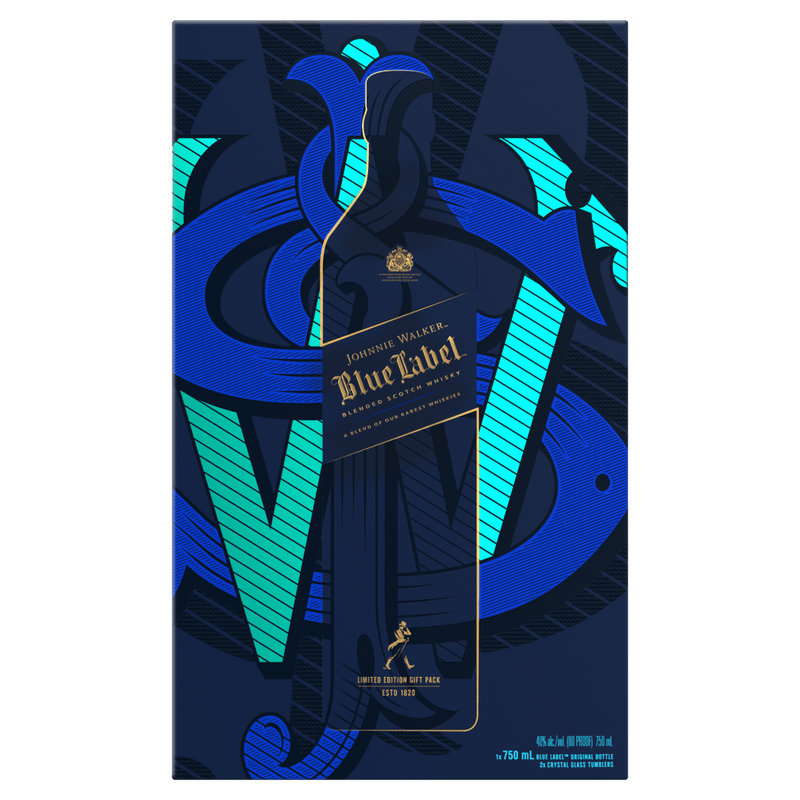 Johnnie Walker Blue Label Limited Edition Design Gift Set With Crystal Glasses