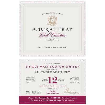 A.D. Rattray Cask Collection 12 Year Aultmore 2010 Cask #800064 - Main Street Liquor