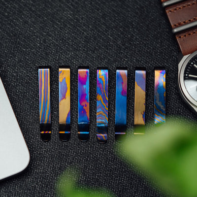 Titanium Damascus Pen Clip